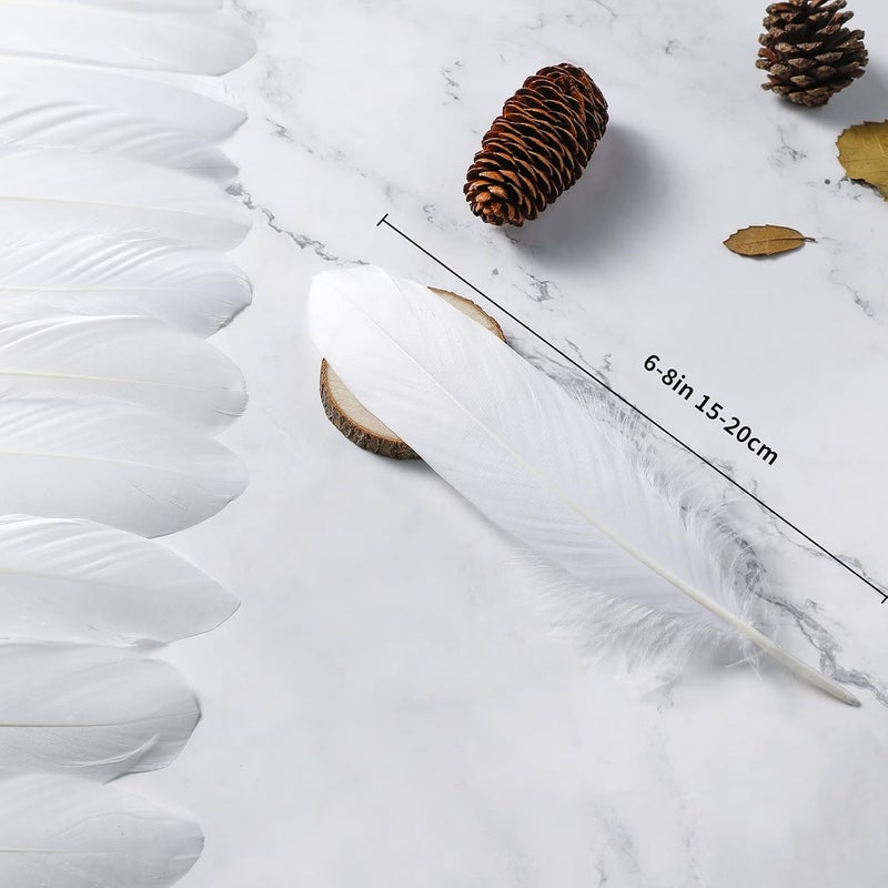 Ballinger Natural White Goose Feathers - 120Pcs 6-8 Inch Bulk Feathers for Crafts, Wedding centerpieces, Angel Wings and Dream Catcher - Image 3